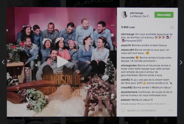 Pierre Augé entouré d'une partie de son équipe souhaite bonne année sur Instagram