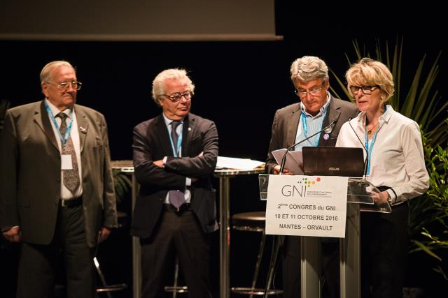 De gauche à droite : Claude Daumas, vice-président, Didier Chenet, président, Philippe Quintana, vice-président, et Catherine Quérard, présidente du GNI Grand Ouest.