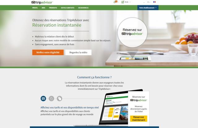 Depuis votre espace propriétaire, TripAvisor vous propose de tester votre éligibilité à Réservation Instantanée