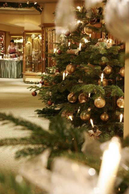Les sapins investissent le Bareiss à l'heure de Noël.
