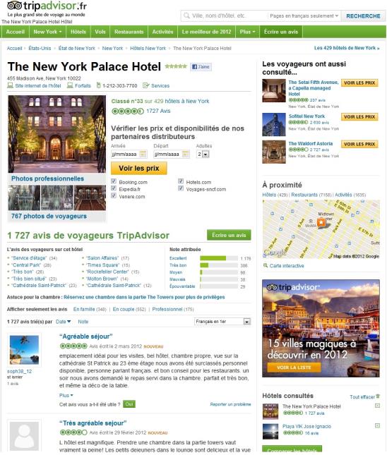 Exemple d'établissement sponsorisé par Tripadvisor.