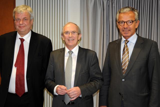 Hubert Jan et Hervé Becam avec frank Bellion, président de la CCI de Brest