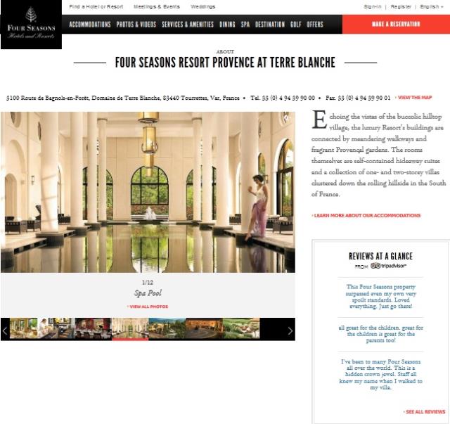 Page du Four Seasons Provence at Terre Blanche