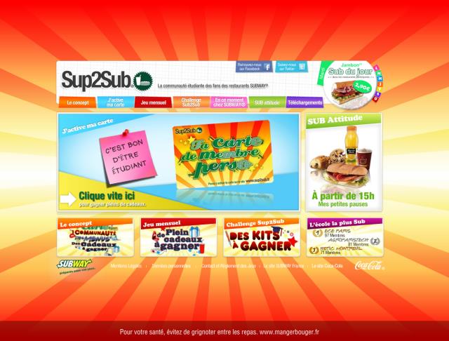 La plateforme communautaire Sup2Sub de Subway®, avec pour coeur de cible, les étudiants.