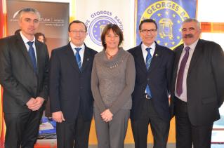 De g à d : William Leray, Jean-Michel Trohais, Annabel Durand, André Soler vice-président d'honneur...