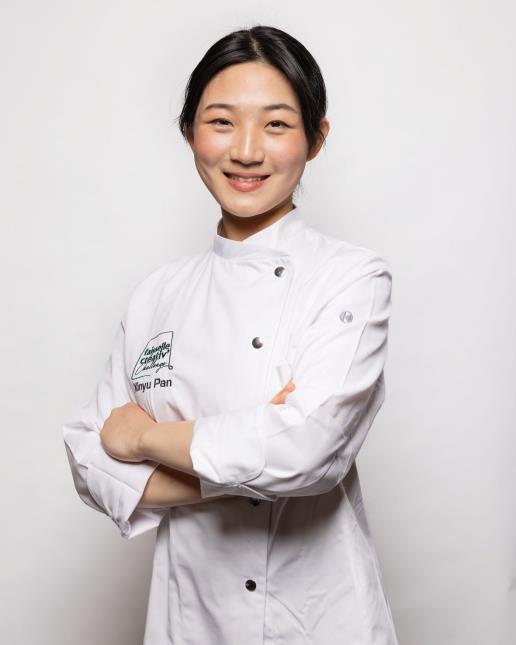 Xinyu Pan, 22 ans, remporte le trophée d’Or à la finale du Faisselle Creativ’ Challenge, le 18 avril 2024.