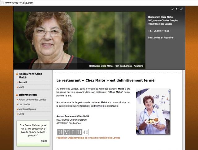 Le restaurant Chez Maïté avait définitivement fermé en 2015.	