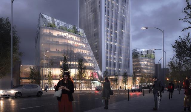 Deux immeubles de bureaux seront également créés, l'un de vingt-et-un étages, et l'autre de six.