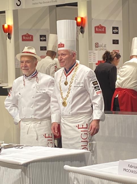 Jean-Luc Danjou, MOF et directeur des formations de l'école du foie gras Rougié, et Christian Têtedoie, président du jury de la 11e édition du trophée Jean Rougié 2020.