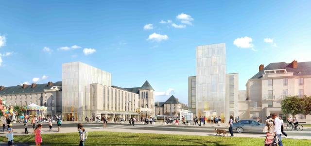 Les deux Hilton de part et d'autre de la rue