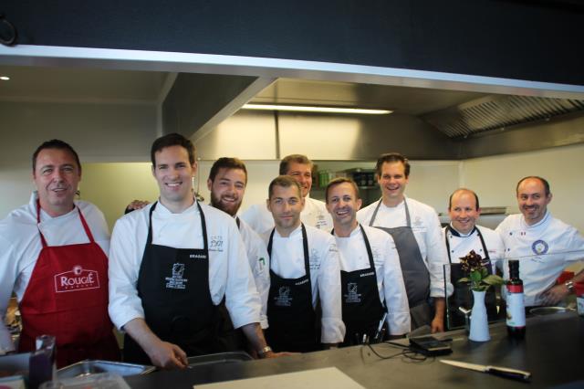 De gauche a droite : Pierre Colombeau Javier Sala Yannic Stockhausen Guillaume Veyssière Ivan Gotfredsen Brice Ducos Lukas Sohngen Laurent Paillard Jérome Billod-Morel,  Jeunes Restaurateurs d'Europe , jam cession du  lundi 18 mai 2015