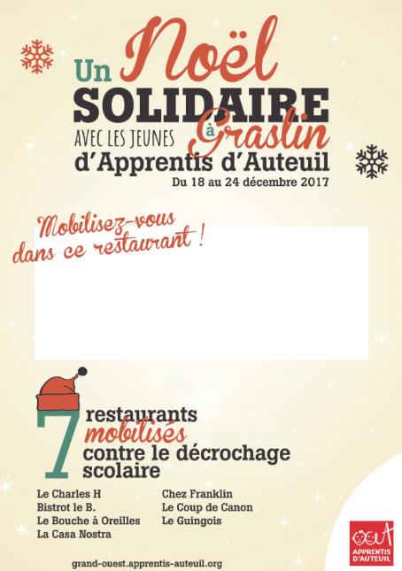 Sept restaurateurs du Quartier Graslin s'engagent en faveur des Orphelins d'Auteuil