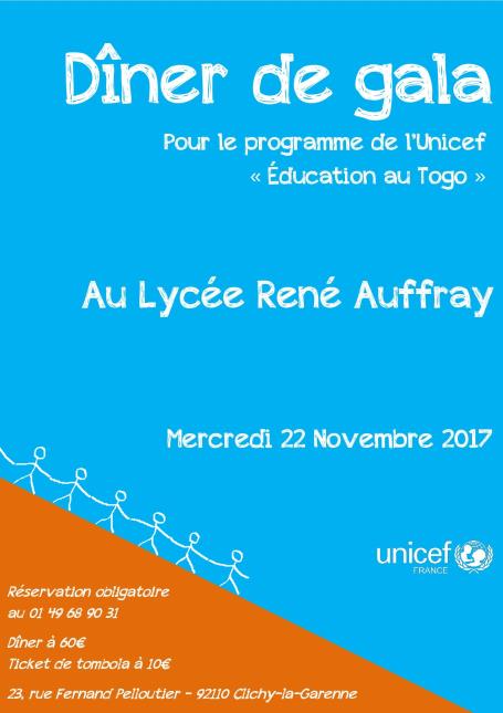 Dîner de gala au profit de l'UNESCO au lycée René Auffray