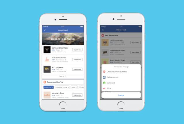 Fonctionnalité 'Order Food' de Facebook