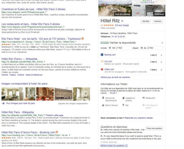 Les résultats liés à la fiche Google My Business occupent un grand espace dans les SERP