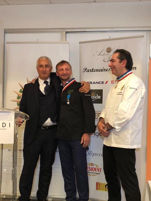 Stéphane Layani, président du MIN de Rungis, Frédéric Jaunault et Fabrice Prochasson, président de l'Académie culinaire de France.