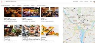 Airbnb restaurants sur son site web