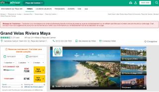 Le message d'avertissement de Tripadvisor sur la page d'un hôtel mexicain.