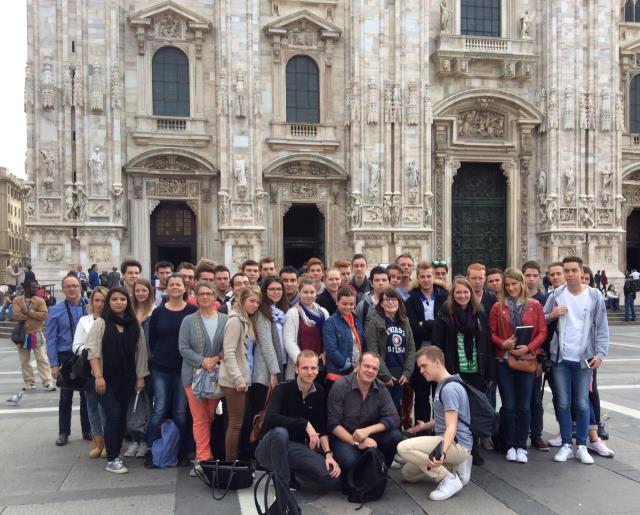 Les jeunes du lycée et leurs professeur lors du voyage pédagogique en Italie.