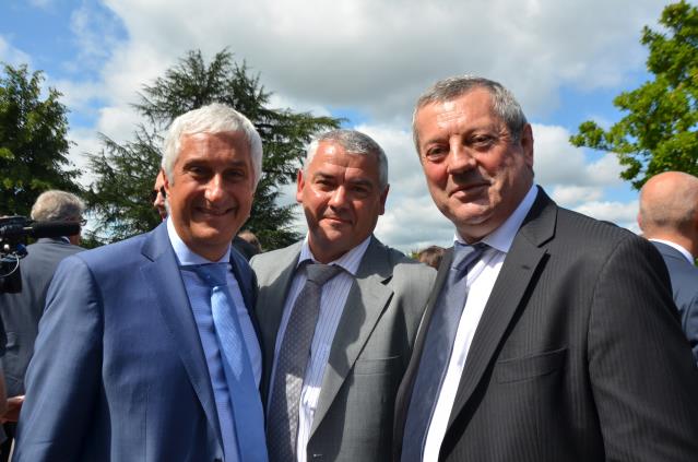 Stéphane Layani, président du Min de Rungis, Jean-Luc Lasjunies, président du syndicat des grossistes et Roland Héguy.