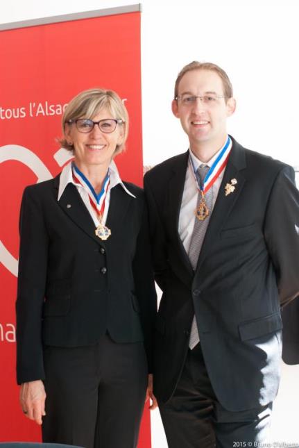 Chantal Wittmann, présidente du SnMOF67 et Romain Iltis, MOF sommellerie.