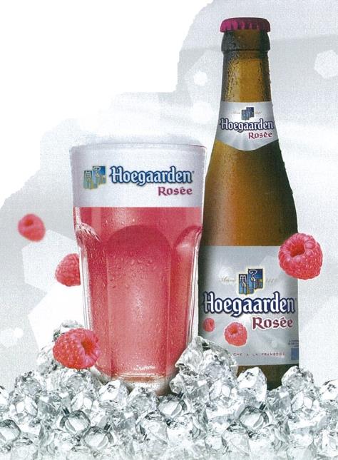 Le groupe AB InBev propose la Hoegaarden rosée, bière blanche enrichie d'aômes de framboises.