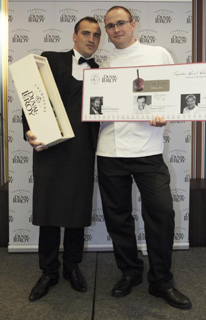 Lionel Schneider et Anthony Fresnay, La Pyramide à Vienne, les lauréats 2012 du Trophée Carol Duval-Leroy 'Dessert of the year'.