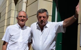Hervé Bécam, vice président confédéral et Roland Héguy hier rue d'Anjou.
