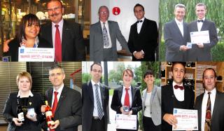 De gauche à droit, en haut : Kamonchat Waiyakan et Arnaud Chambost, Michel Allard et Benjamin...