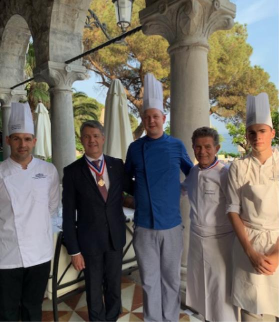 Mickael Leyris, Professeur de Cuisine au lycée Paul Augier, Denis Férault Président du Campus TIH, Filip Krmpotić chef executif de l'hôtel Milenij à Opatija, , Jean Marc Delacourt Chef MOF, Baptiste Rivieccio, étudiant en Bac Pro au lycée Paul Augier