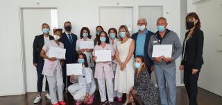 Les soignants de l'hôpital Simone Veil de Cannes, Nathalie Ronziere, directrice adjointe de...