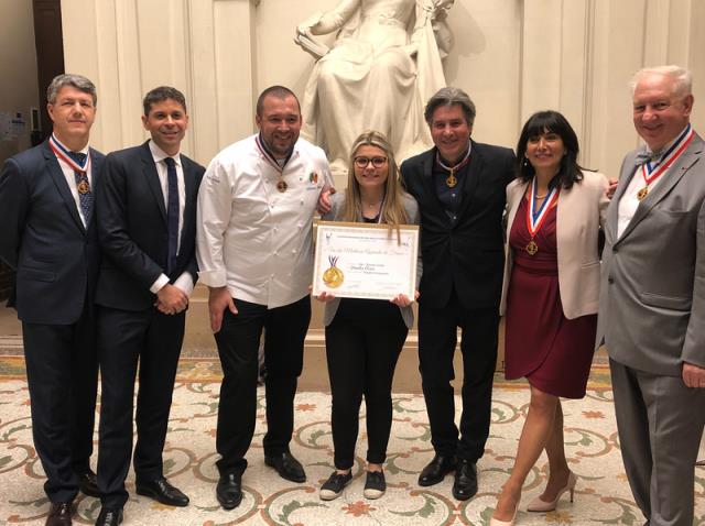 Denis Férault proviseur du lycée Augier de Nice, Ismaêl Menault directeur de l'EPMT, Guillaume Gomez, Ornella Macé, Michel Roth, Jocelyne Caprile et Jean-François Girardin