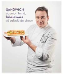 Mathieu Otto présente le Sandwich saumon fumé, bibeleskaes et salade de choux.
