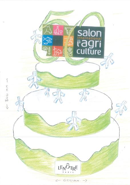 Croquis du gâteau de Philippe Le Deuc.