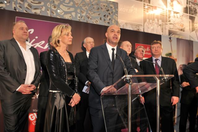 Marie-Odile Fondeur et Jérôme Bocuse (au premier plan) lors de l'inauguration du Sirha 2013
