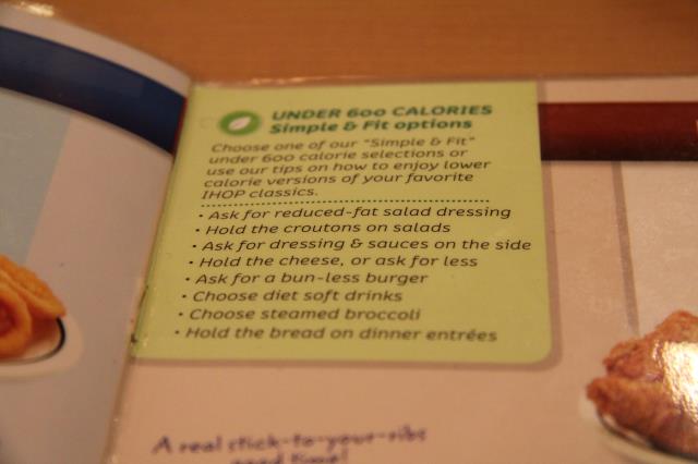 En cas de régime diététique des suggestions en fonction du nombre de calories sont proposées sur chaque page du menu.