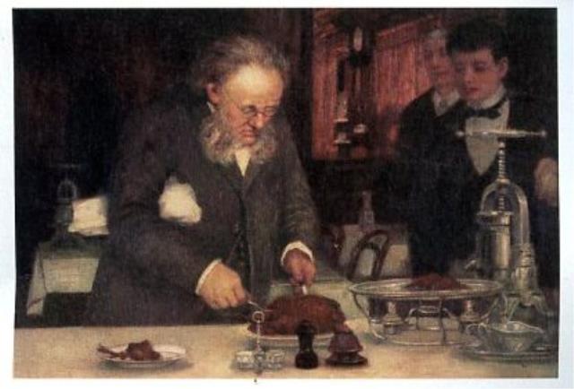 Frédéric Delair, en 1890, lors de la création de la découpe du canard au sang.