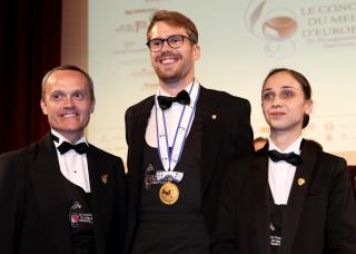 Le podium final avec David Biraud, Jon Arvid Rosengren et Julia Scavo.