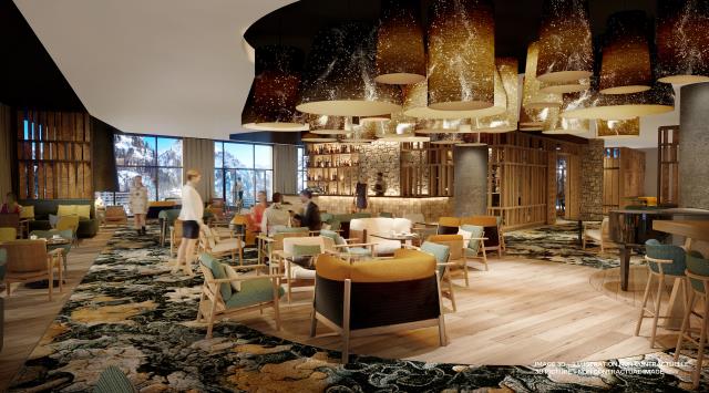 Vue d'architecte du futur Club Med de Tignes (Savoie).