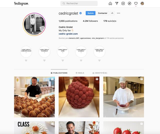 Le compte Instagram du chef pâtissier Cédric Grolet compte plus de 4 millions de 'followers'...