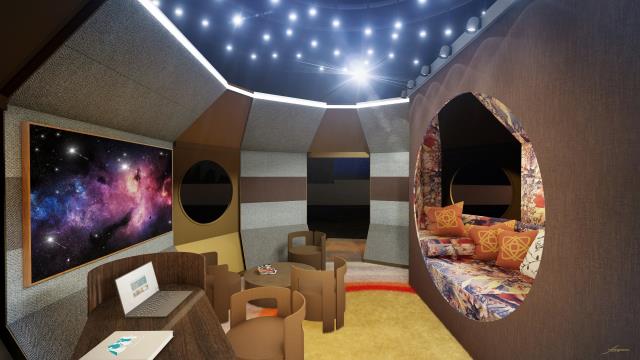 Avec 'l'habilleur d'intérieur' Philippe Coudray, la chambre se fait capsule spacieuse et spatiale.