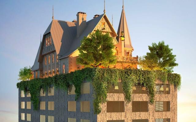 Vue d'architecte du futur hôtel Maison Heler de Philippe Starck à Metz.