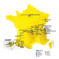 Le tracé du tour de France 2023.