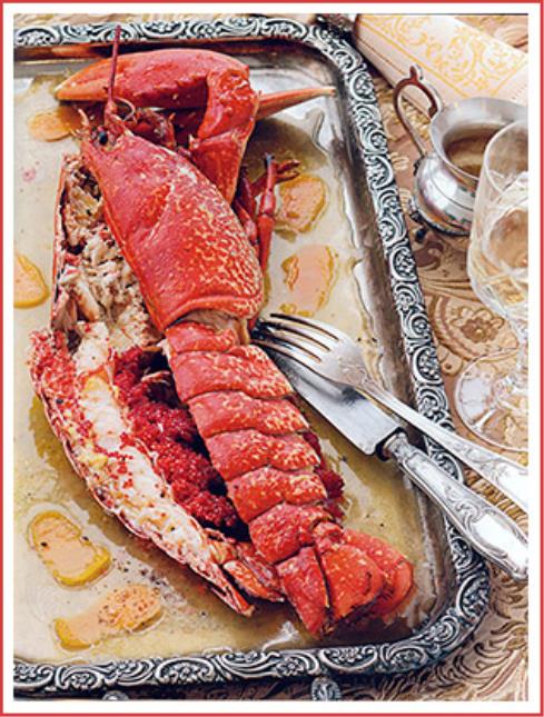 Homard à la broche, recette harmonisée du livre 'La Cuisine d'Alexandre Dumas'.