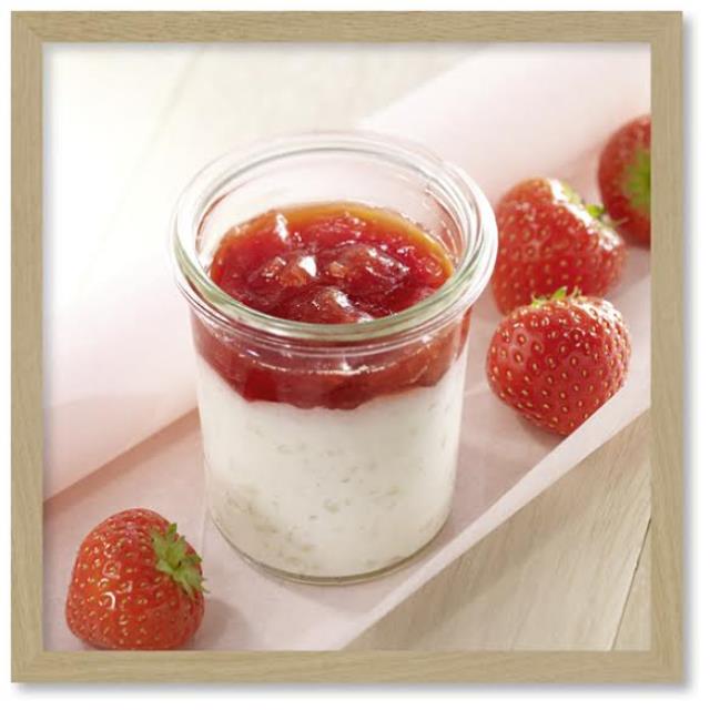 Un nouveau dessert Boco de la carte printemps-été : Riz au lait et fraises.