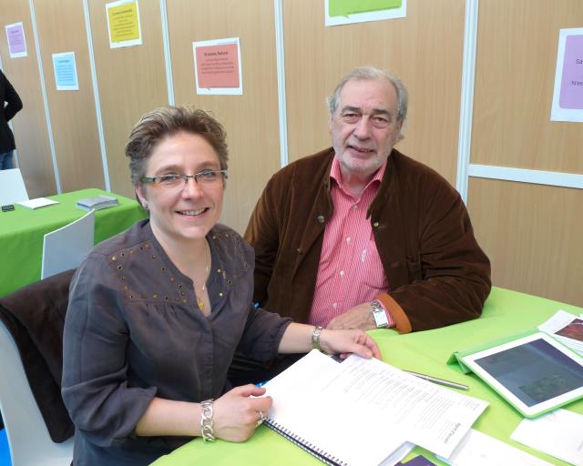 Coralie Aublanc, assistante de direction et le chef Marc Meneau (L'Espérance à Vézelay, 89) ont répondu présents au salon LHR Emploi pour rechercher du personnel de salle.