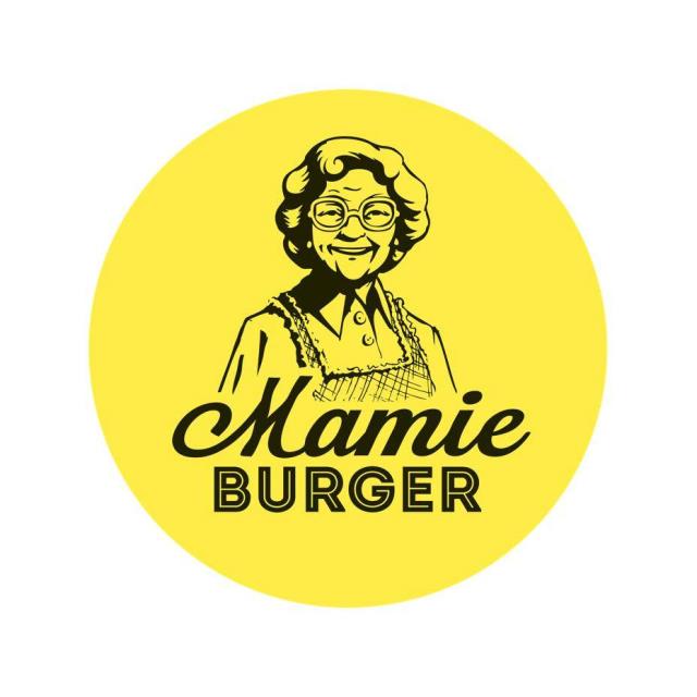Le logo de Mamie Burger : une grand-mère à lunettes généreuse, mot d'ordre du concept avec ses burgers deux fois plus gros.