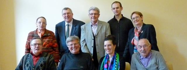 De gauche à droite : Marie-Thérèse Haag, Jean-Michel Jeudy, Raymond Kein, Philippe Bohrhauer, Françoise Jeudy, Jean Kolb, Richard Metz, Christiane Dietenbeck et Jean-Pierre Max.