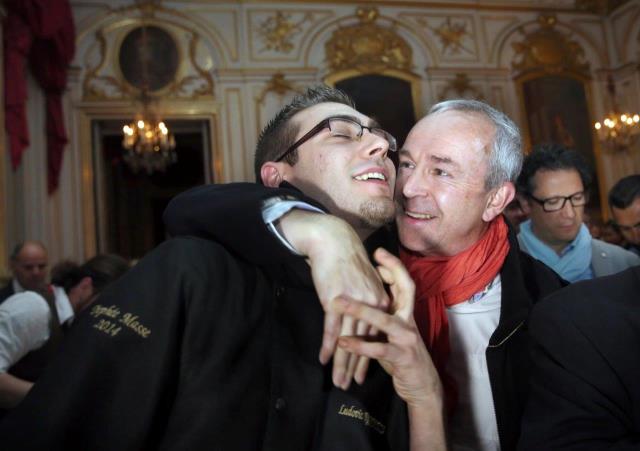 Philippe Girardon et Ludovic Nardozza au château des Rohans devant les plus grands chefs d'Europe lors du cocktail du dîner de gala des Grandes Tables du Monde.
