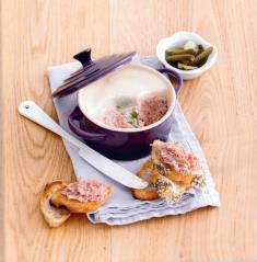 Rillettes de porc fermier, recette harmonisée du livre 'Best of du supermarché'.
